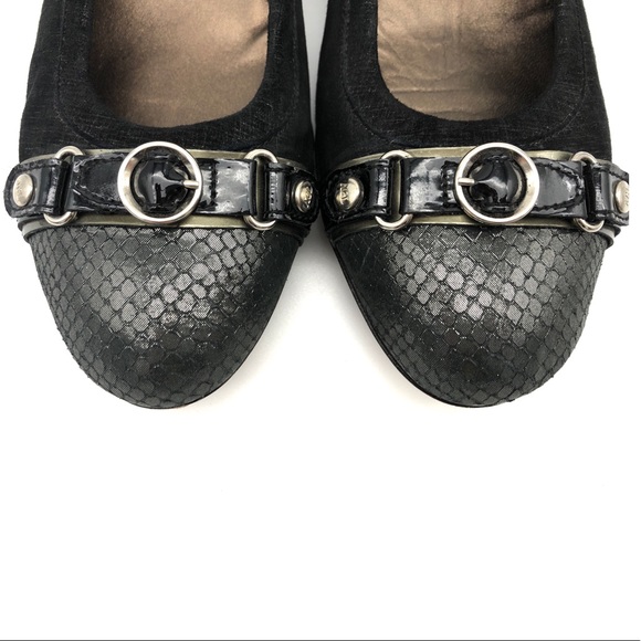AGL Cap Toe Wedge Shoe Buckle Leather Snakeskin - Picture 3 of 10